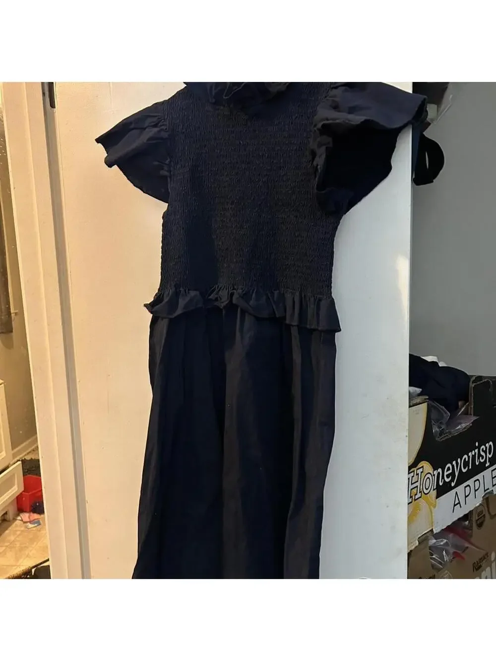 Sunday up youth size medium blue ruffled dress with flowy bottom.